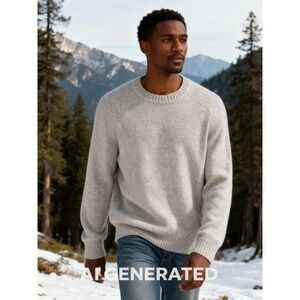 Banana Republic Beige Sweater L Large Cotton Blend Crew Neck Ribbed Casual Top